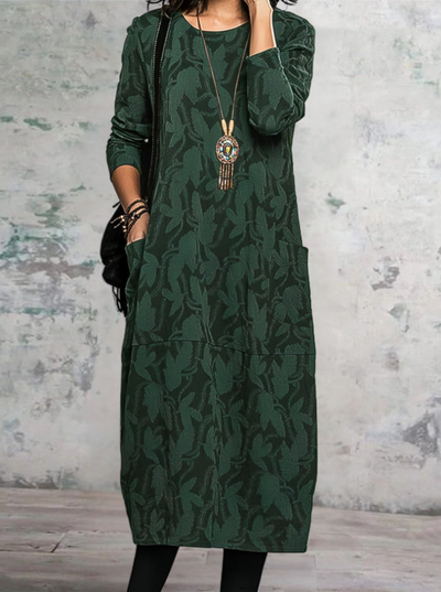 Solvej | Ciepła sukienka z okrągłym dekoltem 