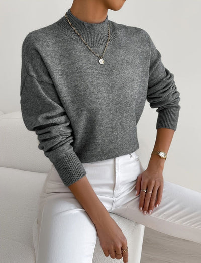 Ingrid | Elegancka dzianina z wysokim kołnierzem 